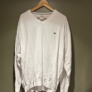 Lacoste Men's White V-Neck Sweater sz XXL Gently Worn